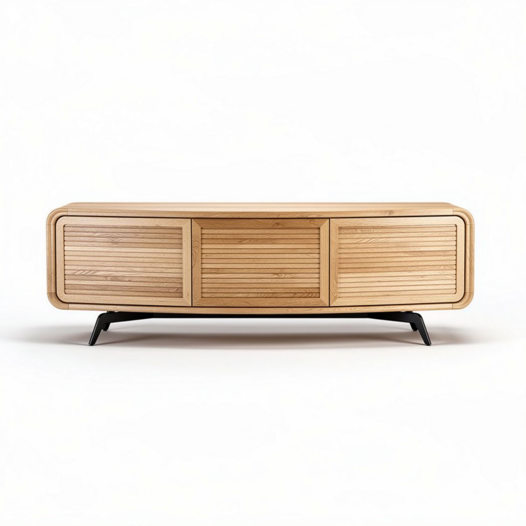 Bamboe tv-meubel met drie lades 150 x 40 x 50 cm zwart en naturel