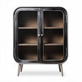 metaal kast met gaasdeuren en 2 planken 80 x 40 x 90cm zwart