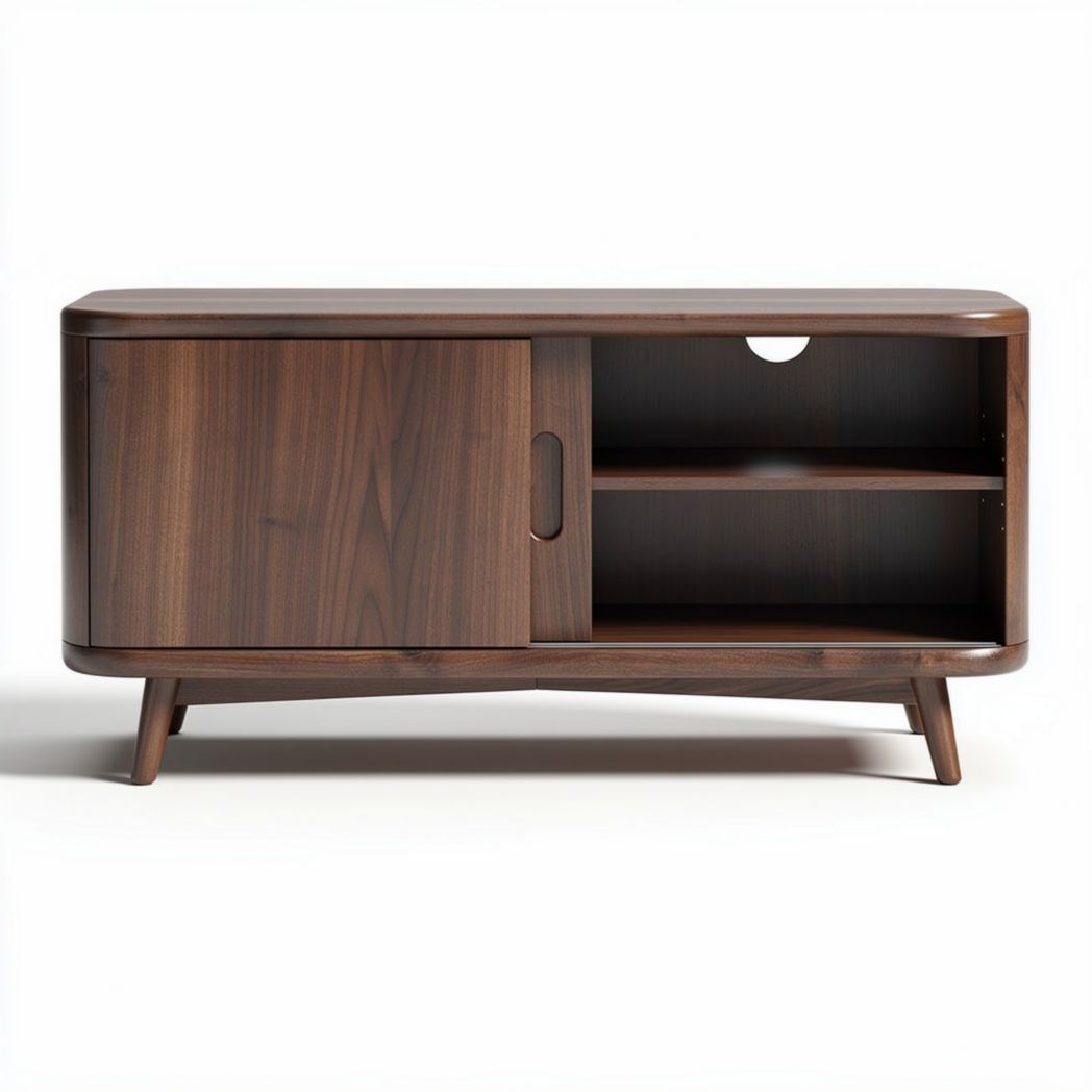 Houten tv-meubel met schuifdeuren en open planken 80 x 40 x 50cm bruin