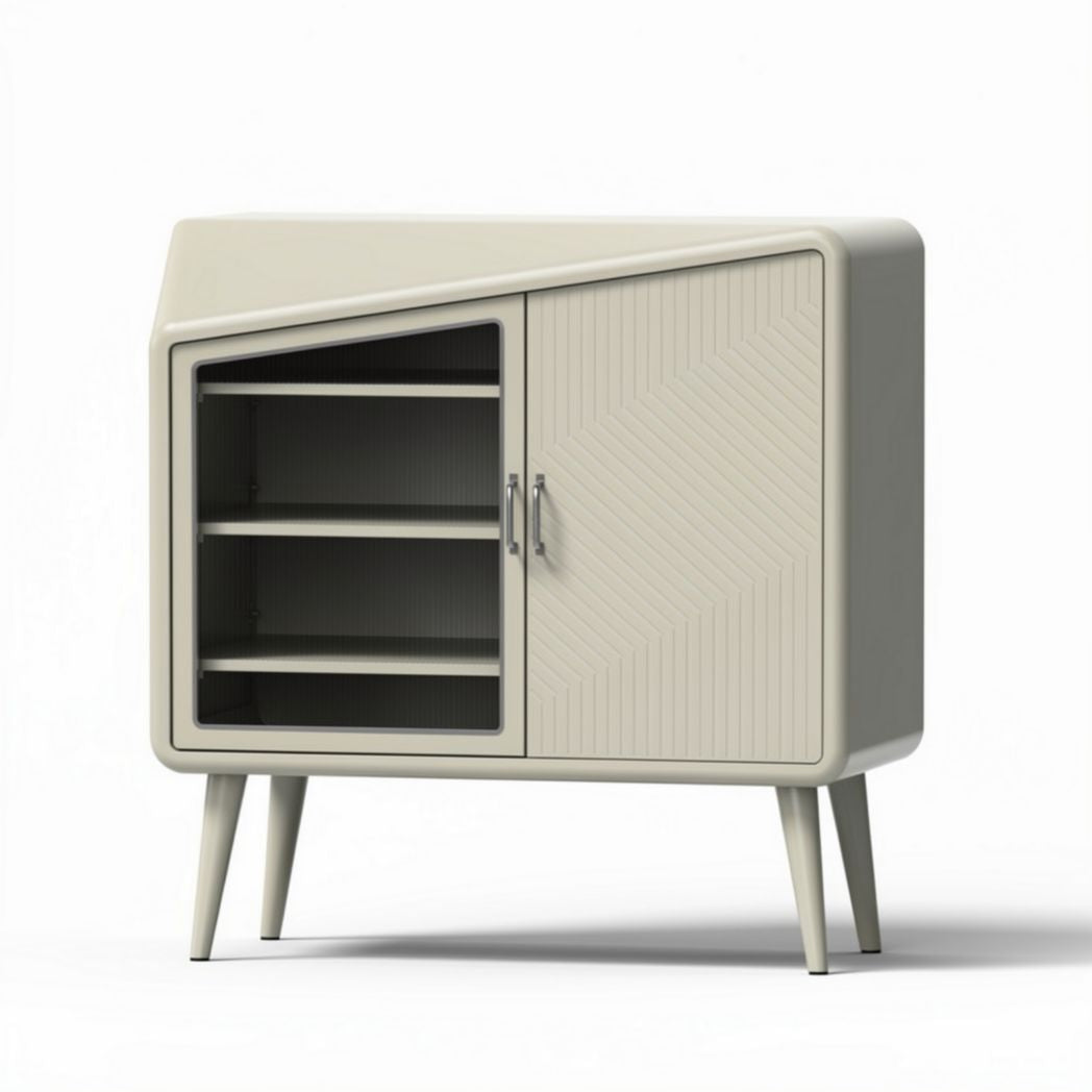 Kast met gekantelde bovenkant in beige kunststof 80 x 40 x 70cm