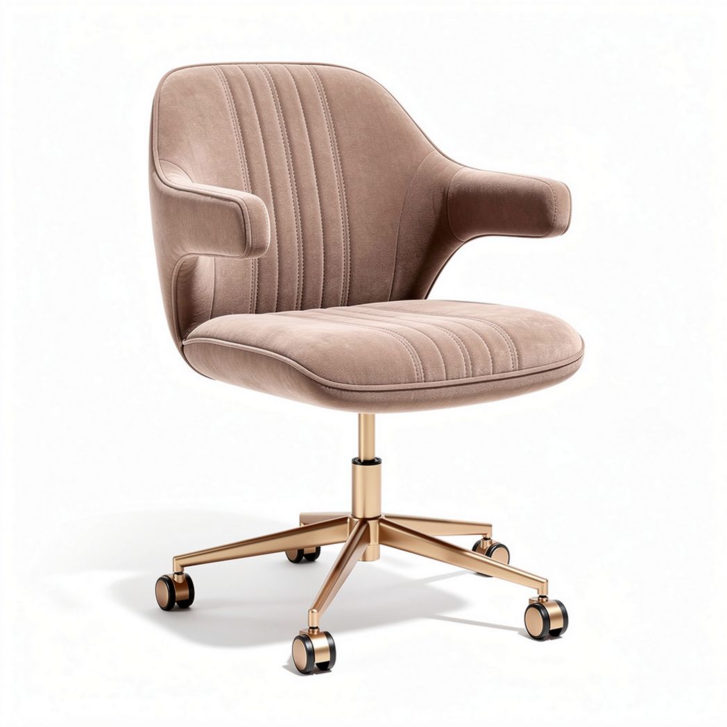Draaistoel met stoffen bekleding en gouden wielen 50 x 60 x 85cm