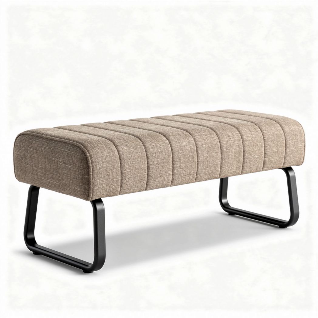 Bank met stoffen bekleding en metalen poten 120 x 40 x 45cm bruin